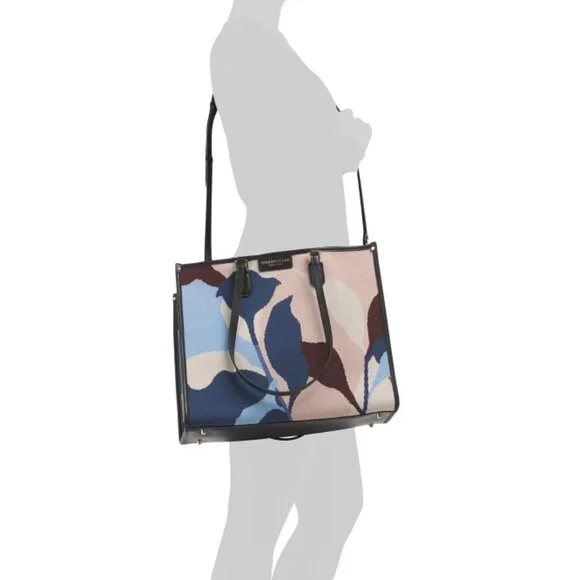 VIOLA CASTELLANIItaly Fabric Double Handle Satchel With Leather Trim